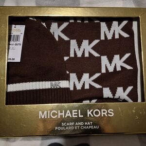 Michael Kors Brown Scarf and Hat Set